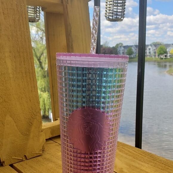 STARBUCKS Summer 2021 Pink Blue Ombre Grid Tumbler NWT - Picture 3 of 3